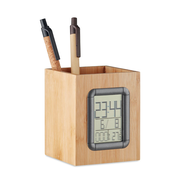 6289-40 MANILA Bamboo pen holder and LCD clock - imagine 4